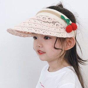 親子款兒童帽子夏季女童空頂帽洋氣蕾絲太陽寶寶遮陽大檐小孩防曬