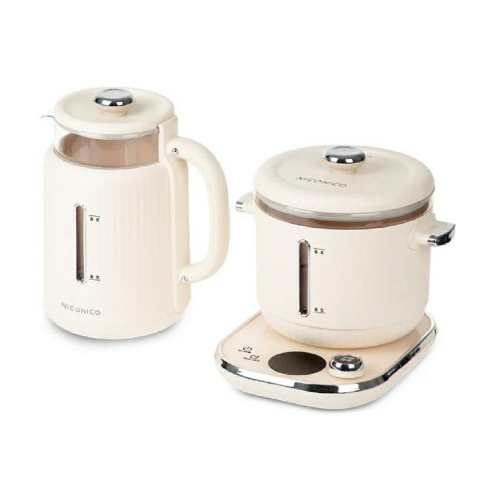 【一機六用+贈沙宣餐具組】NICONICO NI-SET2313 樂活玻璃料理鍋組 (電火鍋/美食鍋/快煮壺/燉煮鍋/煮蛋鍋/泡奶器) 1