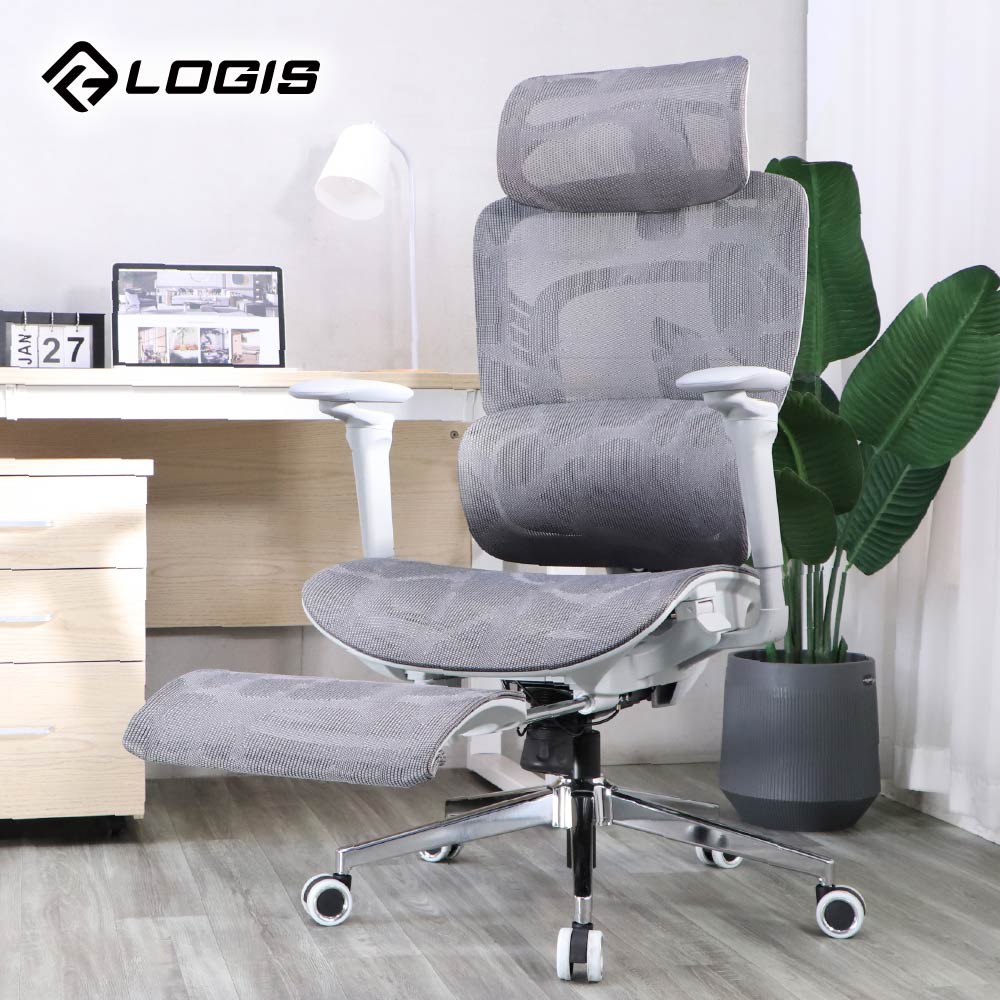 LOGIS 人體工學電動按摩電腦椅｜145°後仰躺椅｜4D頭枕5D扶手｜透氣網布｜附伸縮腳踏｜辦公椅【16A】