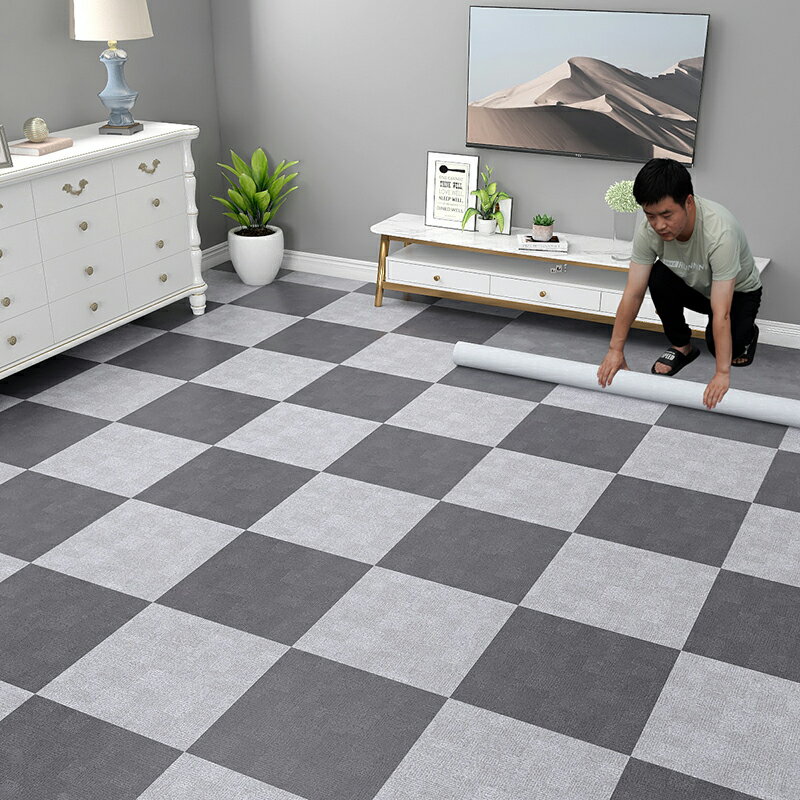 地毯紋地板革水泥地直接鋪家用加厚耐磨防水臥室pvc地板貼紙自粘