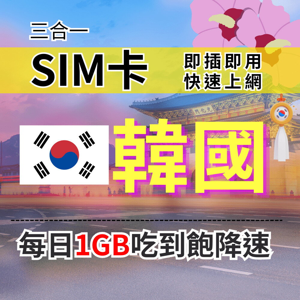 韓國上網【1至30天】每日1GB 優惠最便宜 韓國上網 韓國上網SIM卡 韓國旅遊上網絡卡 韓國SIM上網絡卡