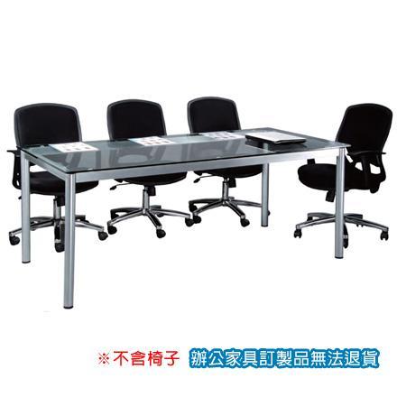 TSB烤銀圓柱 TSB-3x6G 會議桌 洽談桌 強化清玻 /張