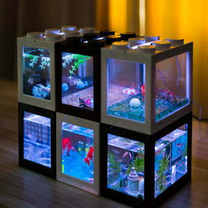 創意疊加積木組合水族綠植微景觀魚缸球生態創意桌面魚缸