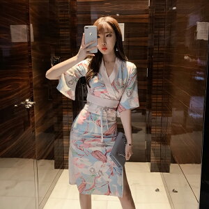 日式和服 夏季日系少女裝2022年新款改良版和服日式和風旗袍薄款顯瘦連衣裙【HZ66842】