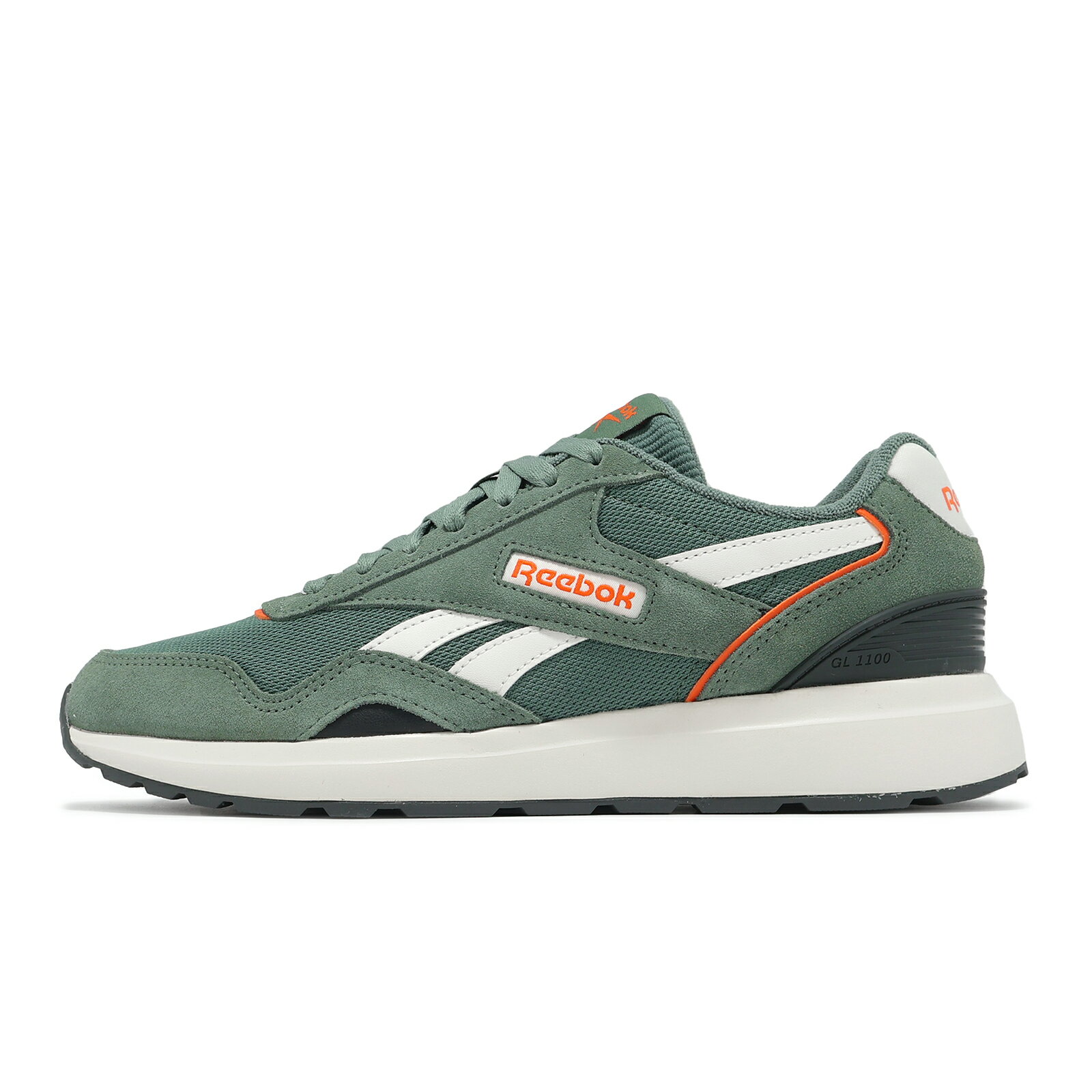 Reebok 休閒鞋 GL1100 男鞋 綠 白 橘 復古 麂皮 運動鞋 100201235