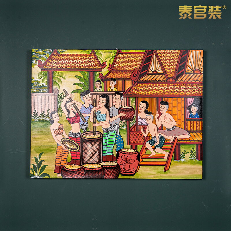 新中式人物彩繪畫別墅泰式餐廳會所民宿走廊過道人物風俗裝飾掛畫
