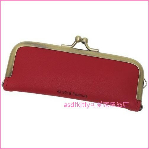 asdfkitty*SNOOPY史努比紅色棒球帽雙珠扣印章袋/印鑑包-附印泥-日本正版商品 2