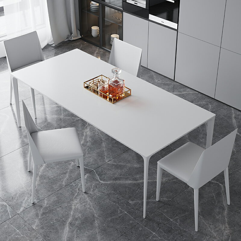 餐桌 椅北歐現代簡約 長方形純白 鋁合金 家用 飯桌