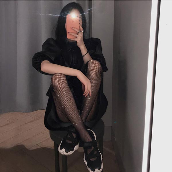 ANNAS 正韓鑽石網襪閃亮水鑽亮片絲襪褲襪打底襪網紗 簍空蕾絲性感夜店派對聖誕跨年韓國 3