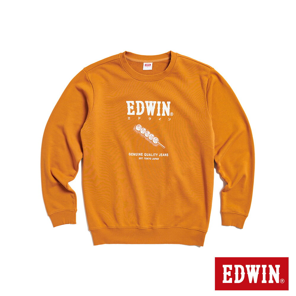 EDWIN 男女款 東京散策系列 美味糰子長袖T恤(黃褐色)