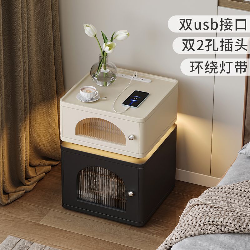 床頭櫃 臥室收納 儲物櫃 邊櫃 現代簡約床頭櫃子家用臥室床頭收納櫃輕奢高級感小型床邊櫃置物架