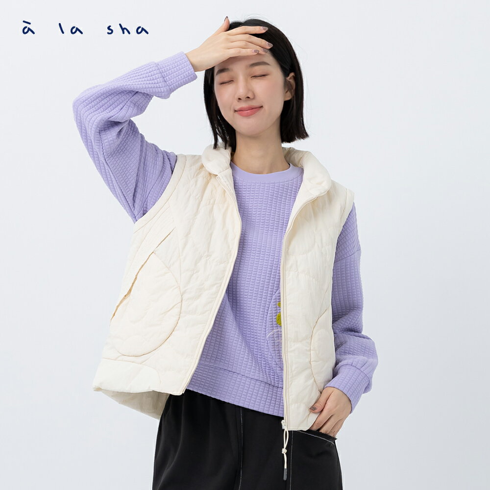 a la sha 貓點點絎縫鋪棉背心外套