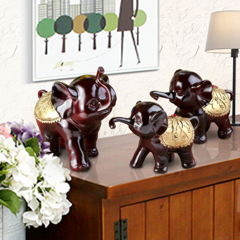 吉祥招財大象擺件一對酒柜創意家居飾品客廳電視柜裝飾品結婚禮物