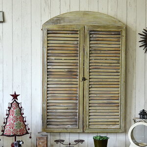 北歐美式法式鄉村復古做舊百葉窗化妝鏡子實木假窗裝飾窗墻面裝飾1入