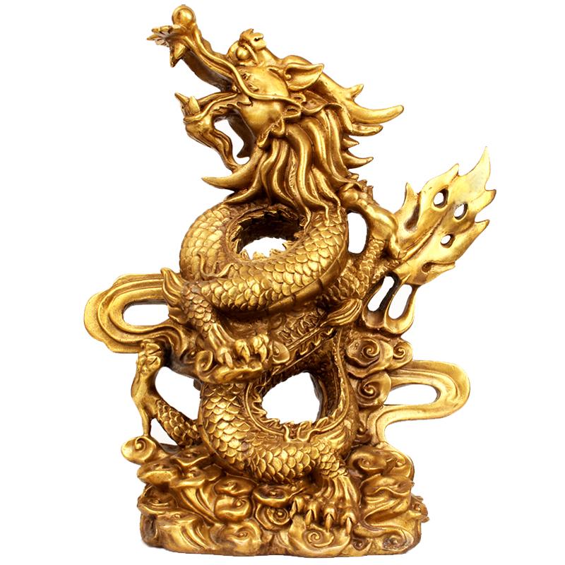 【最低價】【公司貨】【風水】盤龍擺件中式青龍抓珠復古家居客廳辦公室風水裝飾工藝禮品