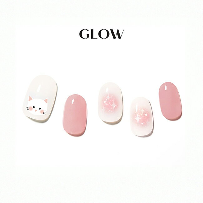 Dashing Diva Glow 薄型凝膠美甲貼-害羞貓咪