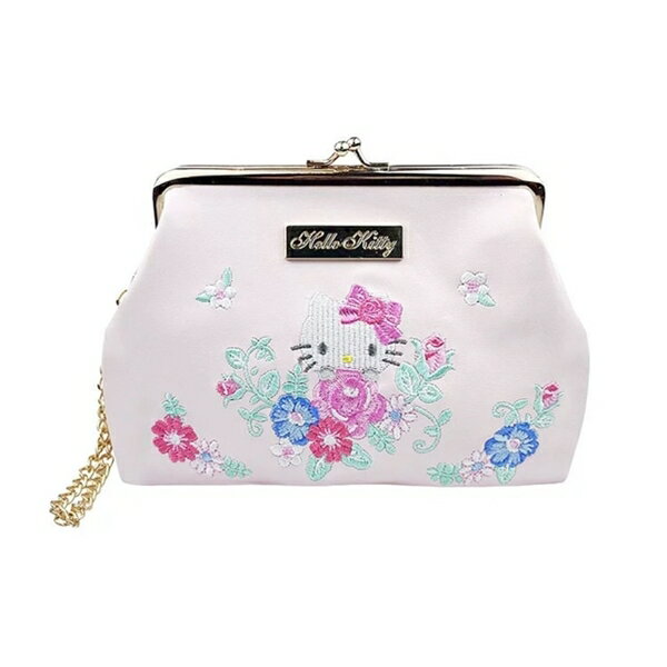 【震撼精品百貨】凱蒂貓 Hello Kitty~日本SANRIO三麗鷗 KITTY皮質口金刺繡收納包 (花花世界)*88111