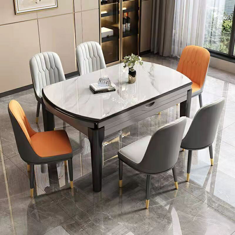 巖板餐桌椅 組合小戶型家用吃飯桌子 椅子 大理石餐桌椅 實木餐桌 可伸縮折疊桌子