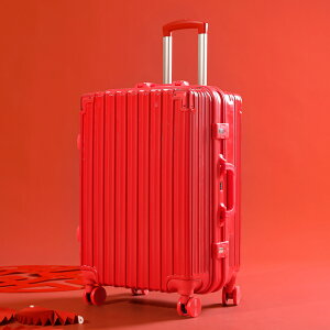 結婚紅色皮箱行李箱20寸密碼箱萬向輪拉桿箱旅行箱子大號24鋁框