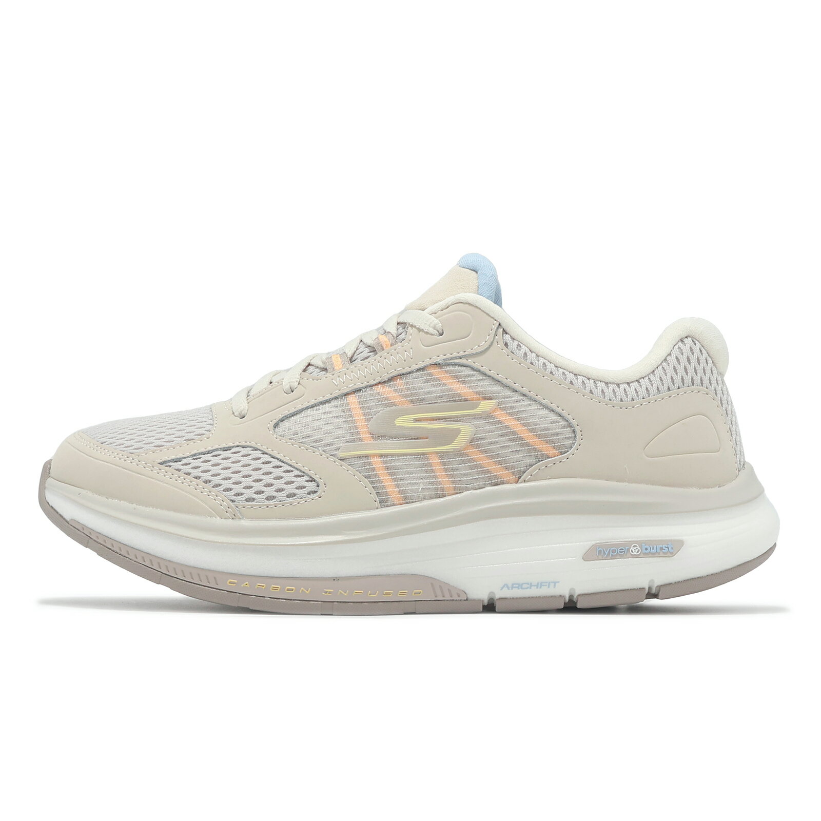 Skechers 休閒鞋 Go Walk Workout Walker-Raya 女鞋 寬楦 米白 碳板 回彈 健走鞋 125025WNAT