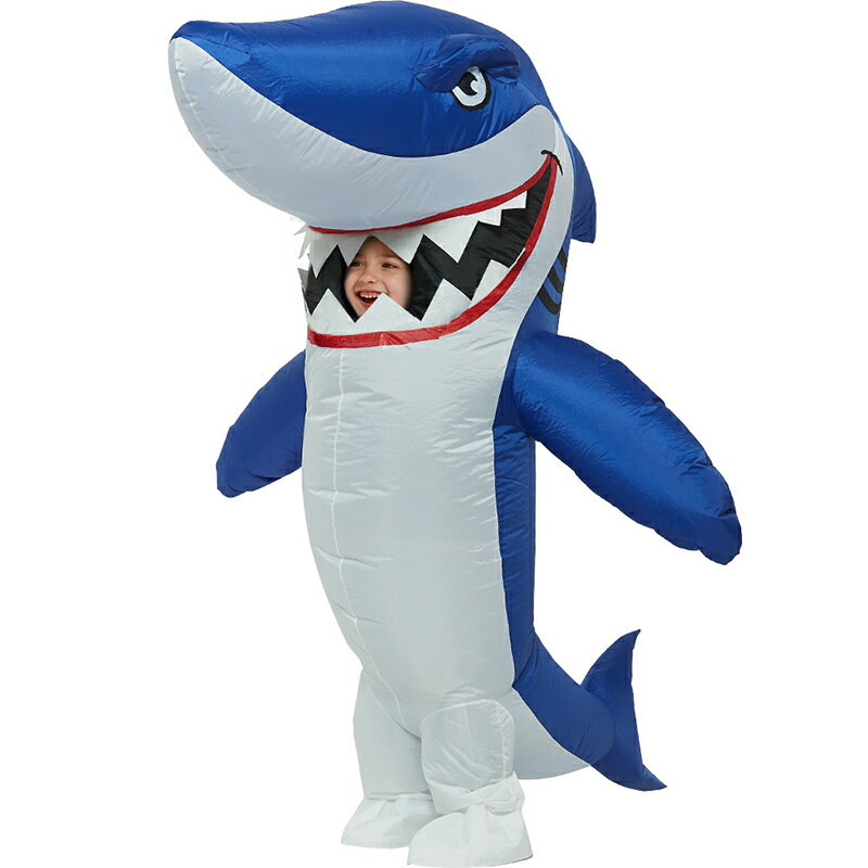 免運 快速出貨 萬圣節兒童服裝搞笑搞怪鯊魚吃人道具玩具大鯊魚充氣衣服兒童成人 交換禮物 母親節禮物