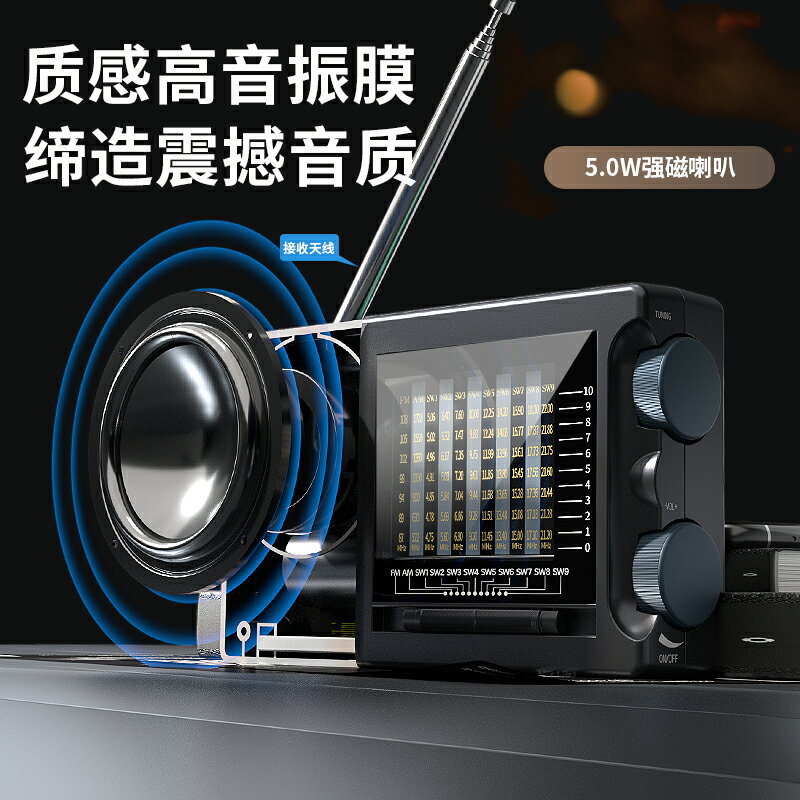 紐曼T-6629全波段便攜式收音機老人專用半導體老式迷你2025新款