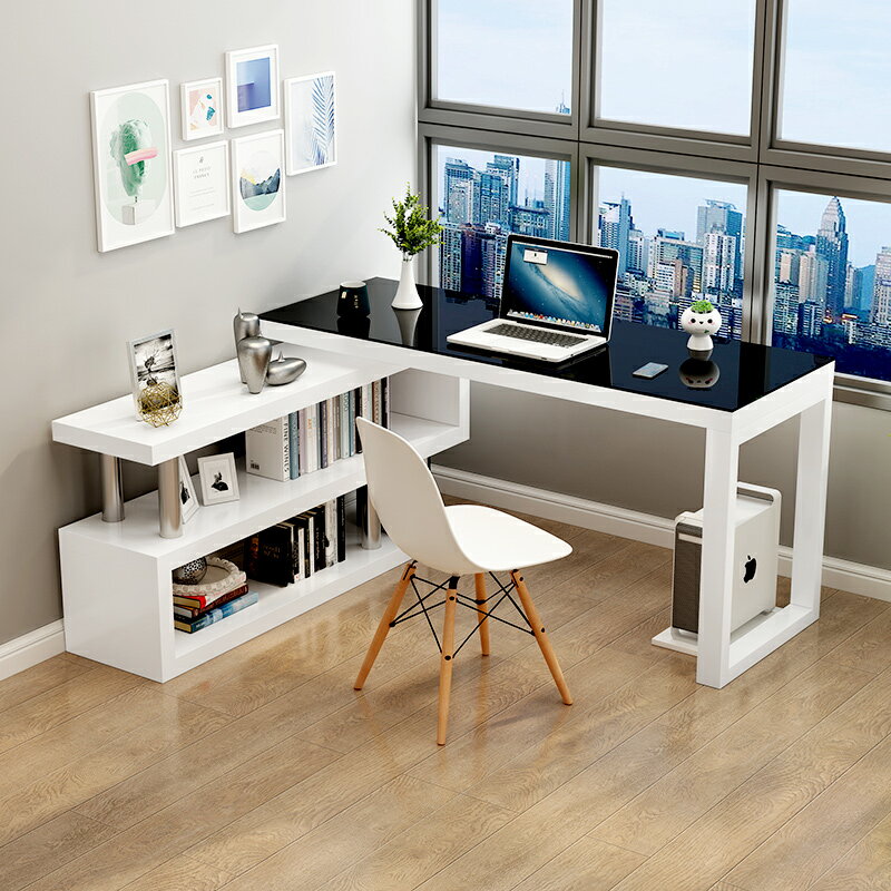 轉角書桌書架一體桌書櫃電腦臺式桌子寫字家用角落電腦桌簡約臥室
