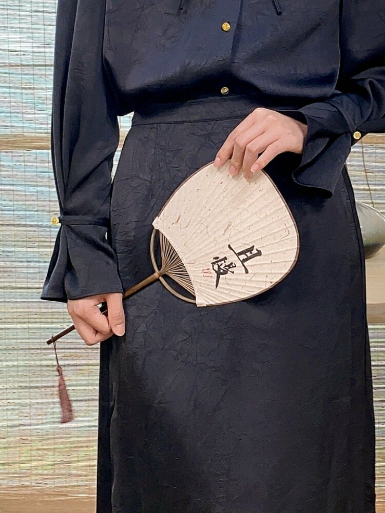 復古風自制手寫宣紙團扇古風書法繪畫扇子禪意漢服和風日式禮品扇