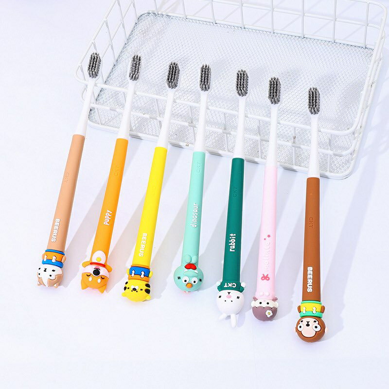 卡通造型公仔牙刷 試管裝單支居家牙刷 兒童學生矽膠頭動物軟毛牙刷｜丹丹悅生活 2