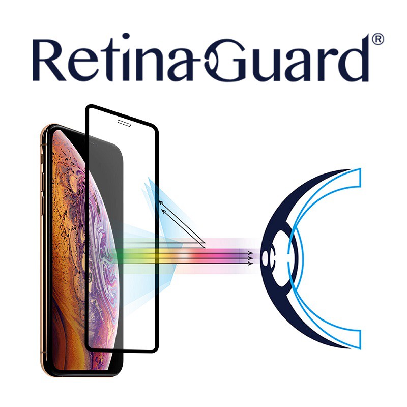 RetinaGuard 視網盾│iPhone X / Xs 防藍光鋼化玻璃保護貼│5.8吋│ 黑框款│非滿版