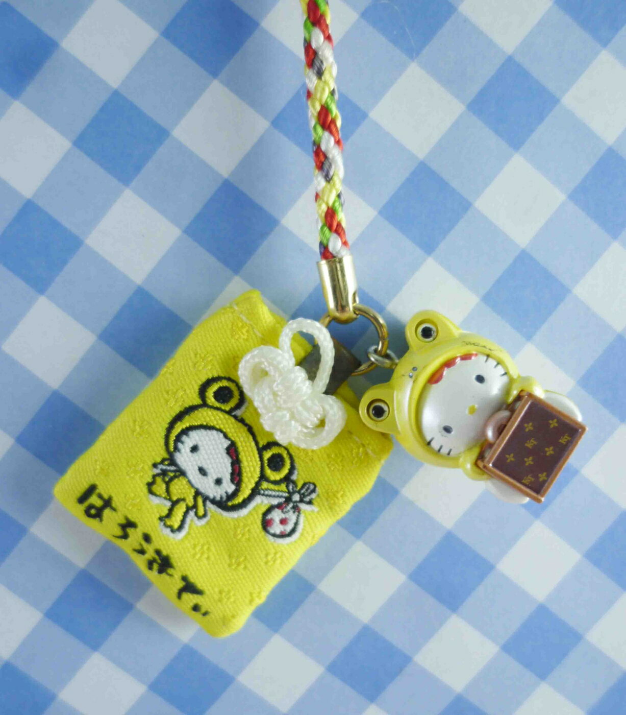 【震撼精品百貨】Hello Kitty 凱蒂貓 限定版手機吊飾-御守黃青蛙 震撼日式精品百貨