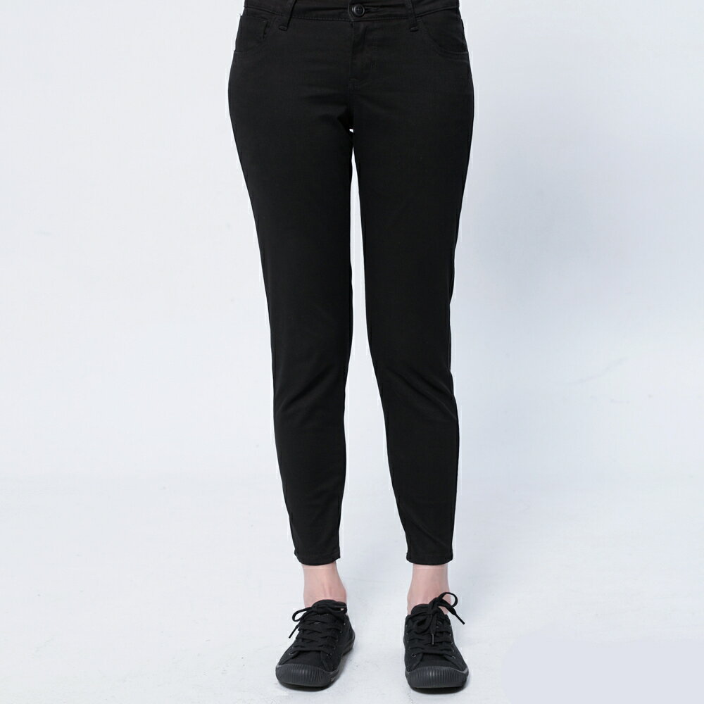 女裝 彈力9分小直筒休閒長褲 黑色/灰色 (970192) 【5th STREET】【APP下單享4%回饋】 聖誕禮物券 最高折700 5