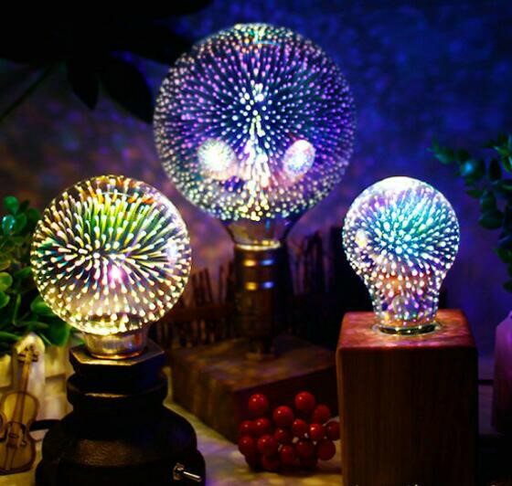 愛迪生3D煙花七彩LED燈泡炫彩裝飾球泡網紅拍照氛圍燈遙控多色led 2