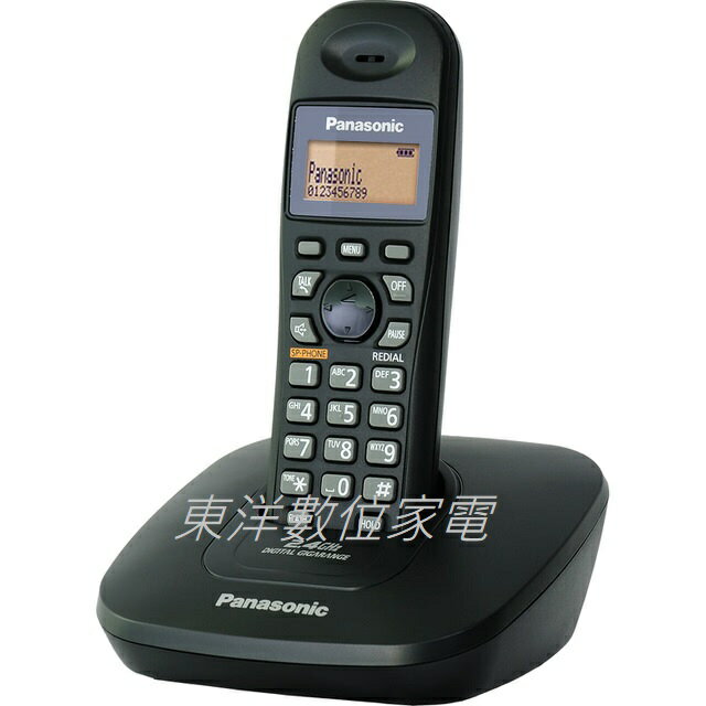 Panasonic 國際牌 2.4GHz數位式無線電話KX-TG3611 黑色  馬來西亞製 免持擴音通話