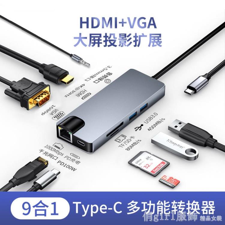 typec擴充套件塢蘋果手機適用於MacBookPro筆記本電腦HDMI轉換器VGA拓展USB 【林之舍】