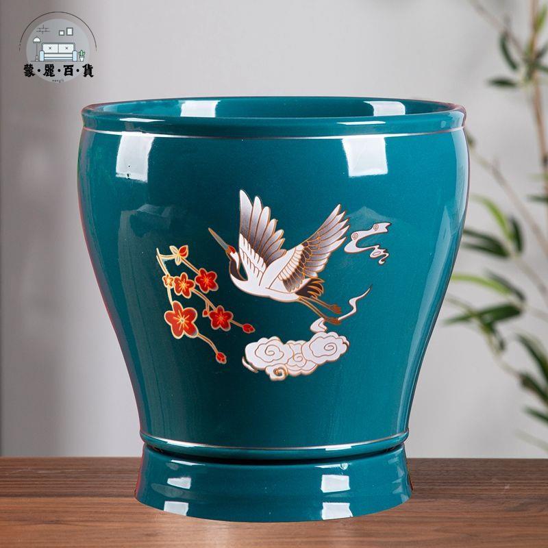 免運 花盆 陶瓷花盆 多肉花盆 國潮風花盆陶瓷帶托盤大號創意花盆高檔落地盆景蘭花綠蘿多肉盆特惠/全館折扣 售後保障 開立發票m5327