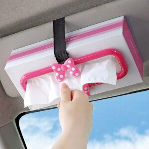 權世界@汽車用品 日本 NAPOLEX Disney 米妮蝴蝶結 面紙盒扣帶 置物架 粉紅色 WN-31