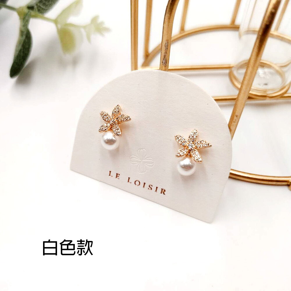 小時光x覓品竹北手作店-水鑽花朵珍珠耳環-共二色 1