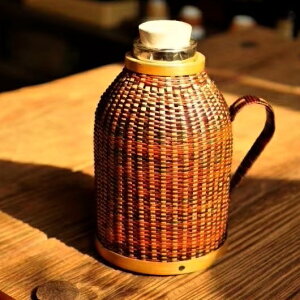 創意復古手工藤編竹編文藝保溫瓶保溫壺玻璃內膽暖瓶開水瓶