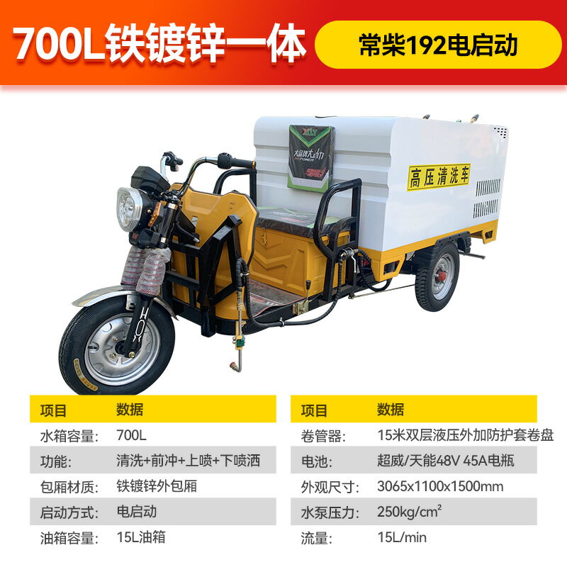 {公司貨 保固一年}電動三輪高壓清洗車小型道路清掃車環衛專用沖洗柴油霧炮灑水車 0