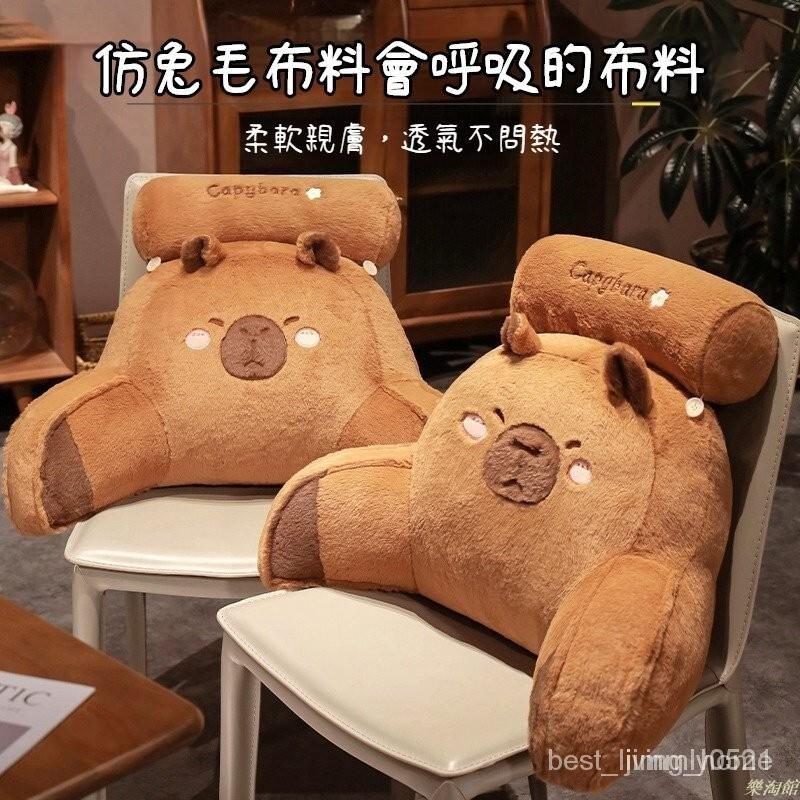 卡皮巴拉靠枕 水豚 水豚君 床頭靠枕 腰靠抱枕 床頭靠枕 多功能護腰靠墊 沙發靠背枕涼感靠枕 可拆洗 靠枕