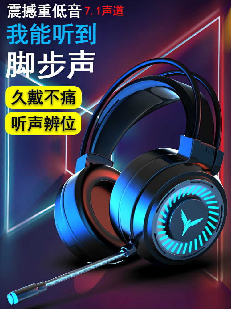 頭戴式耳機/電競耳機 電腦吃雞耳機帶麥克風電競游戲頭戴式7.1聽聲辨位用『XY21411』