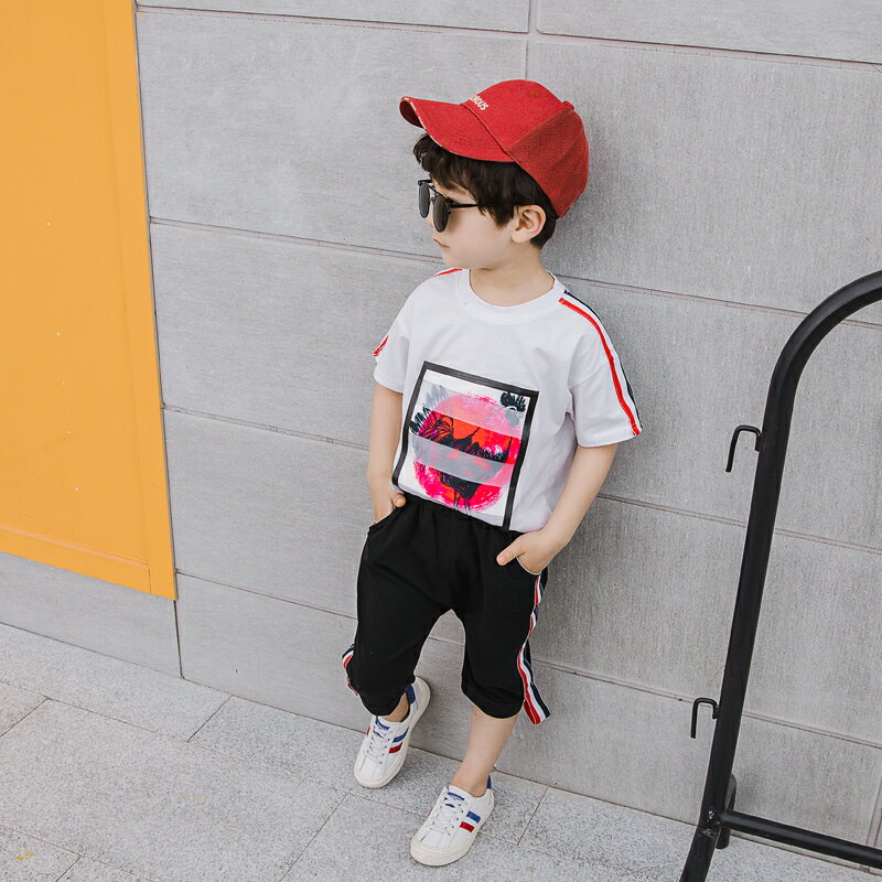 兒童男童夏季套裝新款男孩短袖中小童寶寶春裝韓版帥氣潮童裝 2