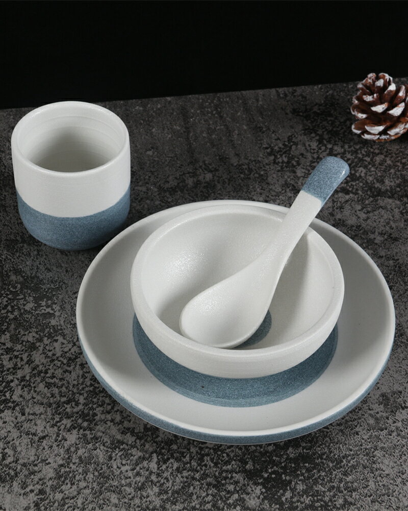 日式簡約石紋雪花釉餐具家用飯碗一人食陶瓷套餐壽司餐廳商用創意