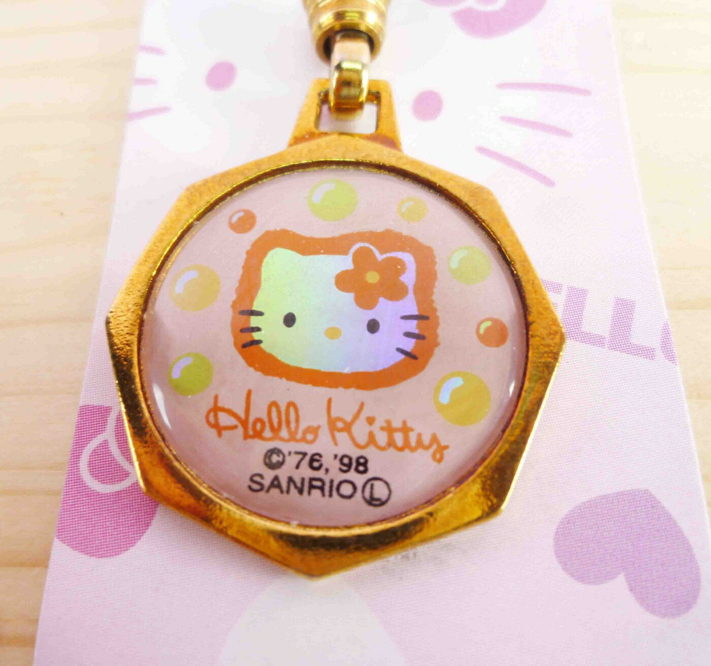 【震撼精品百貨】Hello Kitty 凱蒂貓 KITTY吊飾拉扣-復古粉 震撼日式精品百貨
