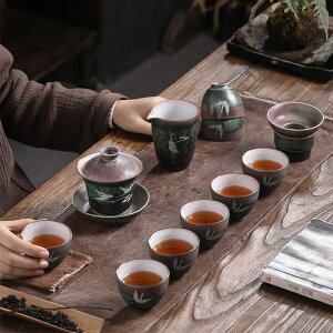 蓋碗茶具套裝家用陶瓷功夫茶藝泡茶整套茶具禮盒套裝送禮送人高檔