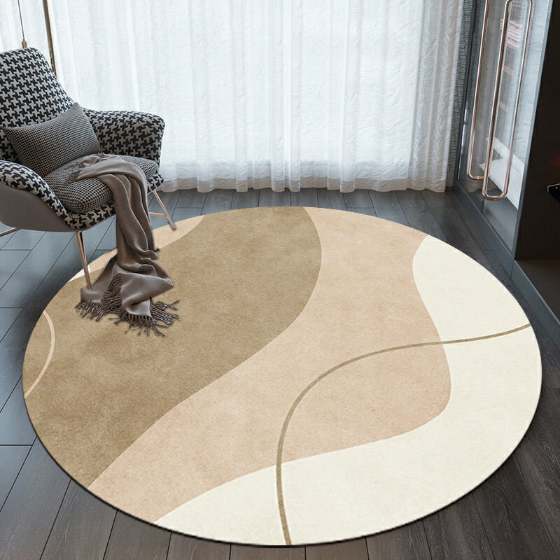 簡約輕奢圓形地毯 轉椅吊籃地墊 吸水耐髒沙發腳墊 臥室客廳陽臺墊子