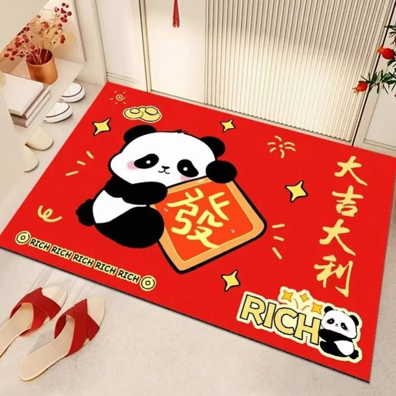 卡通熊貓矽藻泥地墊入戶門墊蛇年玄關家用2025新年地毯耐臟防滑墊/地毯/地墊/腳墊/門墊/墊子/入門墊/客廳地毯/入門地毯