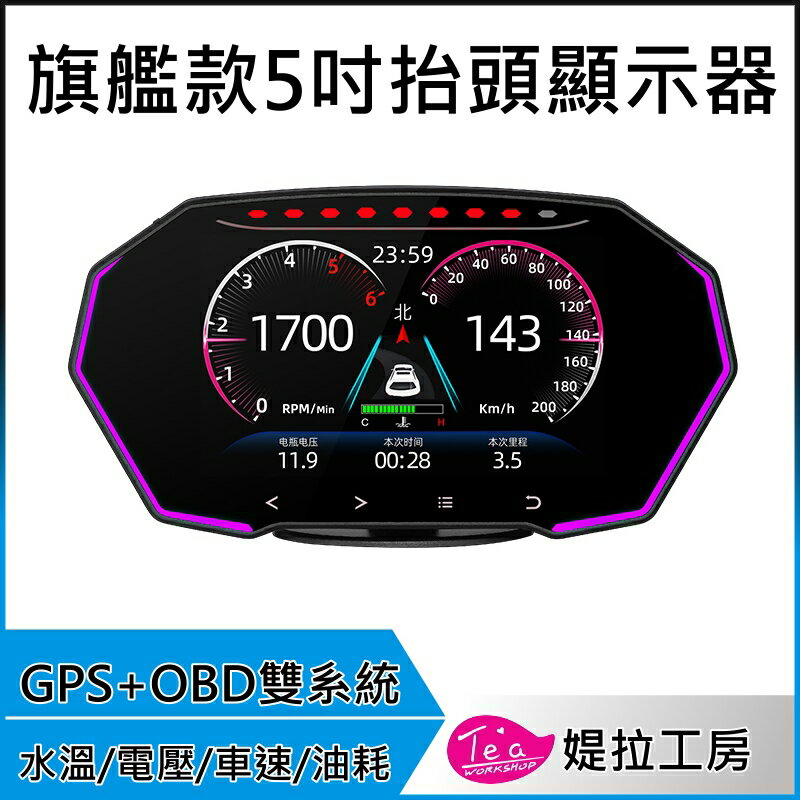 旗艦型大螢幕【電子儀表板抬頭顯示器HUD】GPS+OBD2雙模系統 台灣聯永晶片抬頭顯示器 HUD 適用所有車型