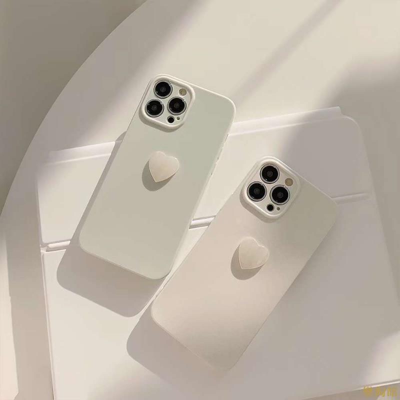 手機保護殼 珠光貝殼 立體愛心 保護殼 適用 iPhone14 Promax 13 12 Pro 14plus 14 純色簡約手機殼